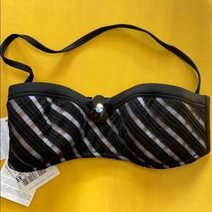 La Perla Black and White Bandeau Bikini Top